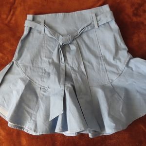 Never A Wallflower Blue Ruffle Belted Skirt Size XS NWT